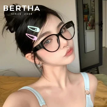 BERTA Retro Kaķis-Acu Brilles Sieviešu Anti-Blue Anti-Radiācijas Black Karkasa Brilles Rādīt Mazo Sejas Optiskās Brilles