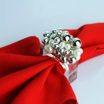 bezmaksas piegāde sudraba pērle ar kvadrātveida akrila salvešu gredzenu salvešu turētājs 4 gab qn20122501