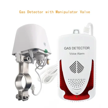 Gāzes Noplūdes Detektors LPG Dabas Metāna Noplūdes Sensors, Sadzīves Virtuves Signalizācijas Sistēma ar DN15 Manipulatoru Vārsts