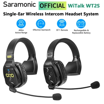 Saramonic WiTalk WT2S Full-Duplex Bezvadu Intercom Sakaru Sistēmas Austiņas Jūras Laivu Futbola Coaching Notikumiem Mikrofons